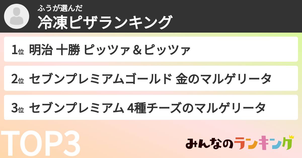 ふうさんの「冷凍ピザランキング」