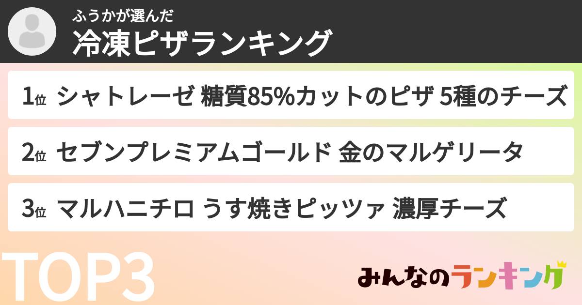 ふうかさんの「冷凍ピザランキング」