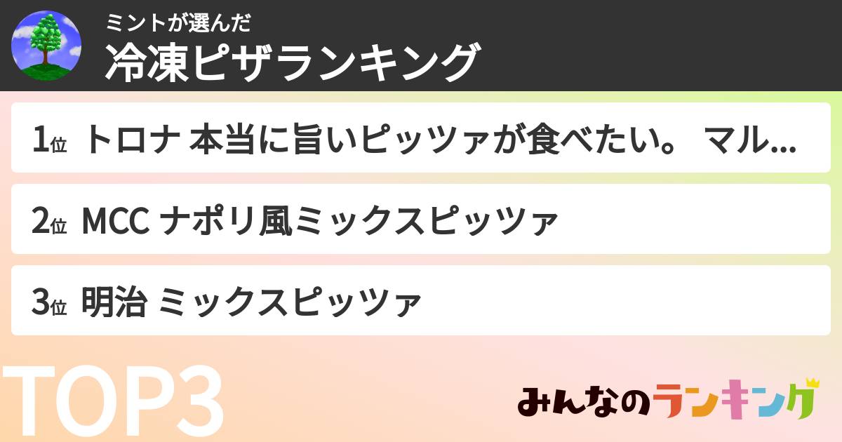 ミントさんの「冷凍ピザランキング」