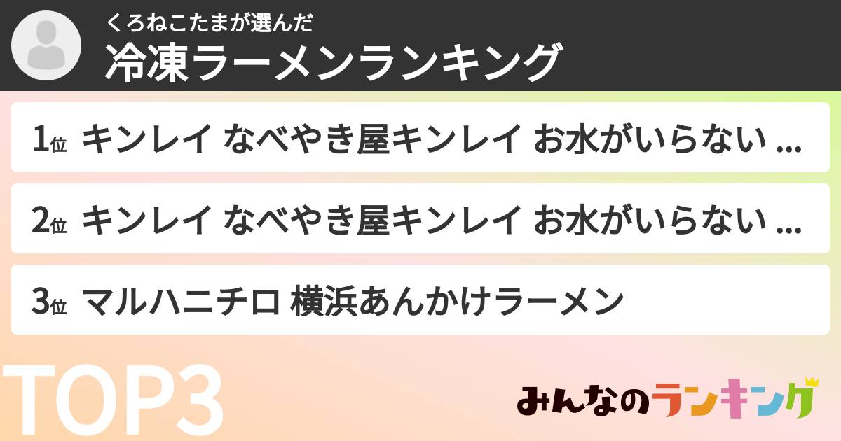 くろねこたまさんの「冷凍ラーメンランキング」
