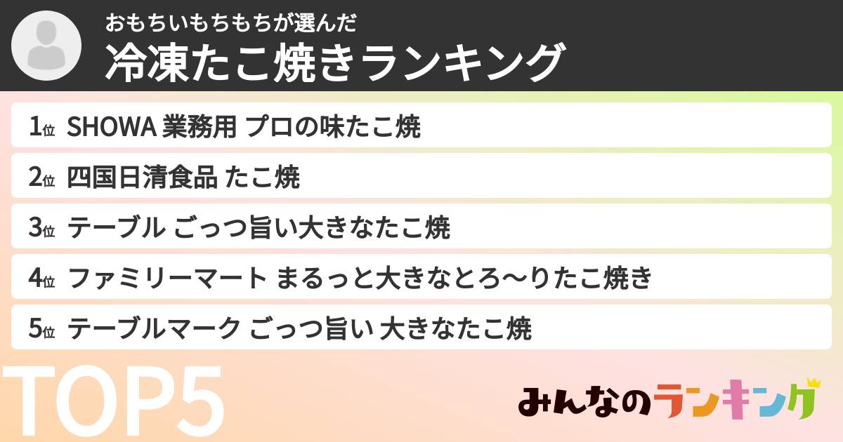おもちいもちもちさんの「冷凍たこ焼きランキング」