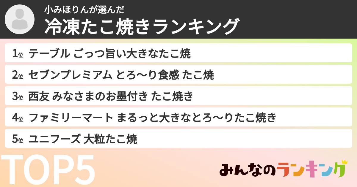 小みほりんさんの「冷凍たこ焼きランキング」