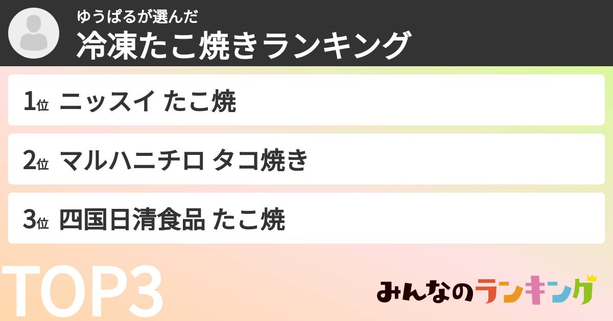 ゆうぱるさんの「冷凍たこ焼きランキング」