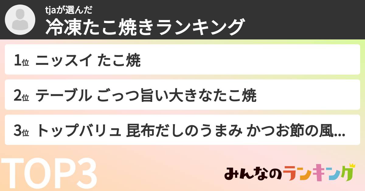 tjaさんの「冷凍たこ焼きランキング」