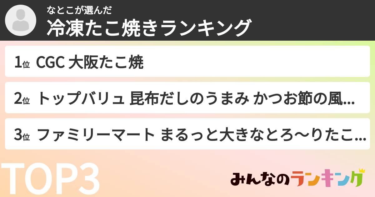 なとこさんの「冷凍たこ焼きランキング」