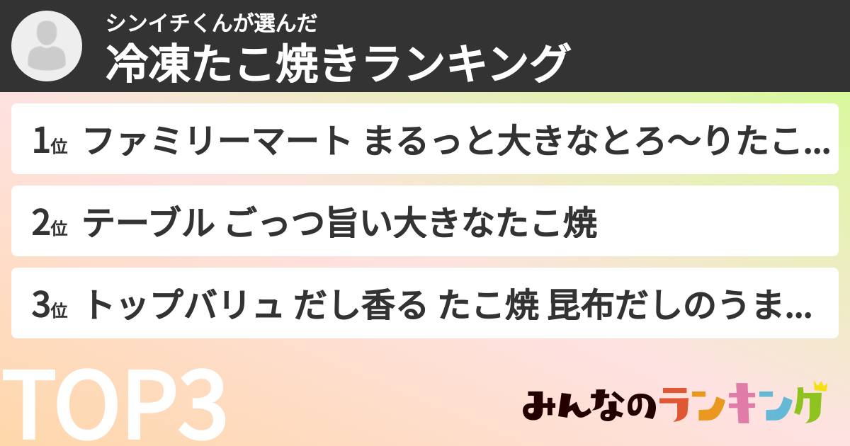 シンイチくんさんの「冷凍たこ焼きランキング」