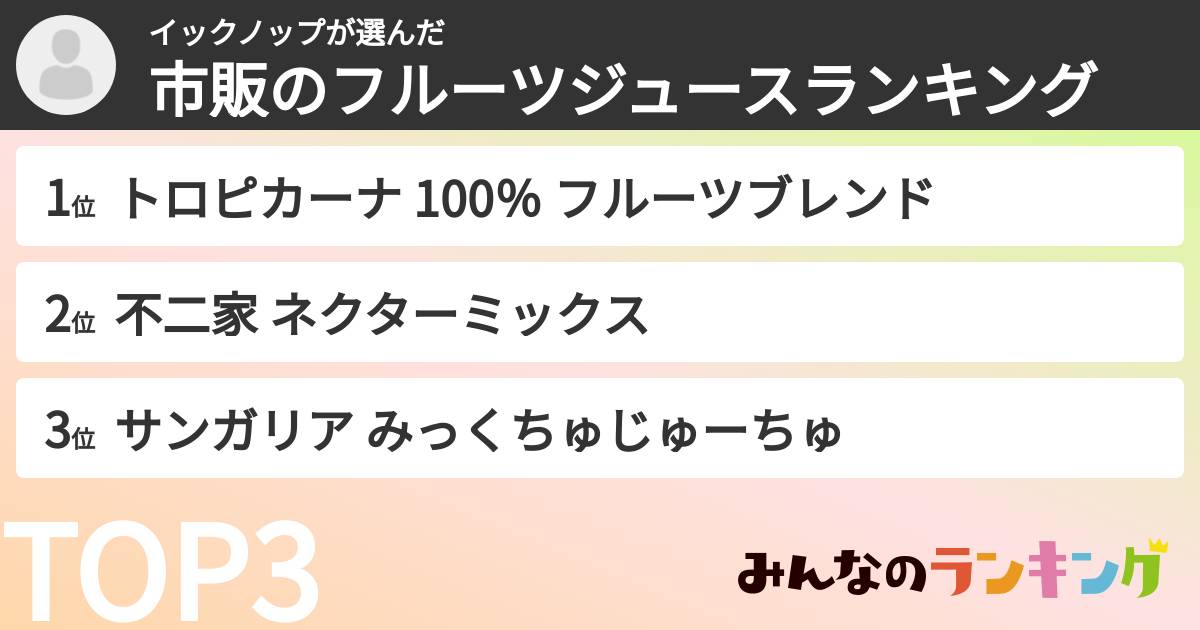 イックノップさんの「市販のフルーツジュースランキング」