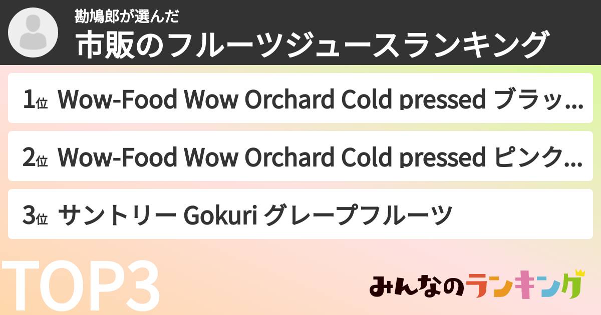 勘鳩郎さんの「市販のフルーツジュースランキング」