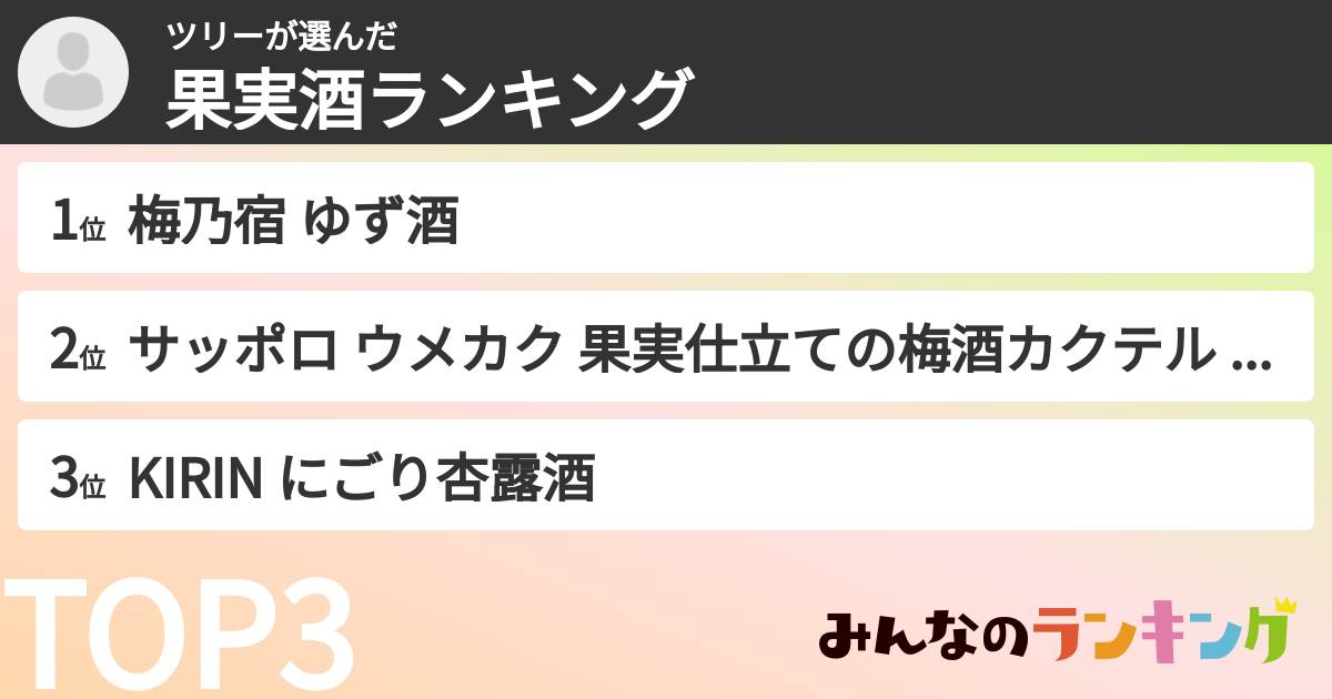 ツリーさんの「果実酒ランキング」