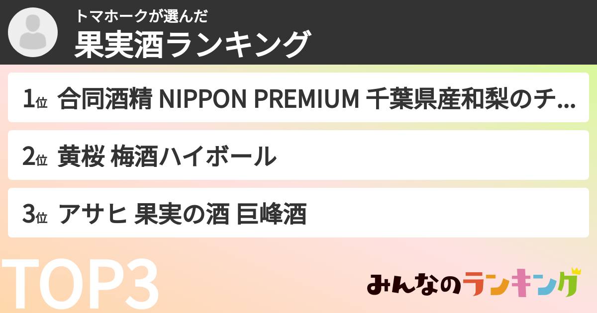 トマホークさんの「果実酒ランキング」