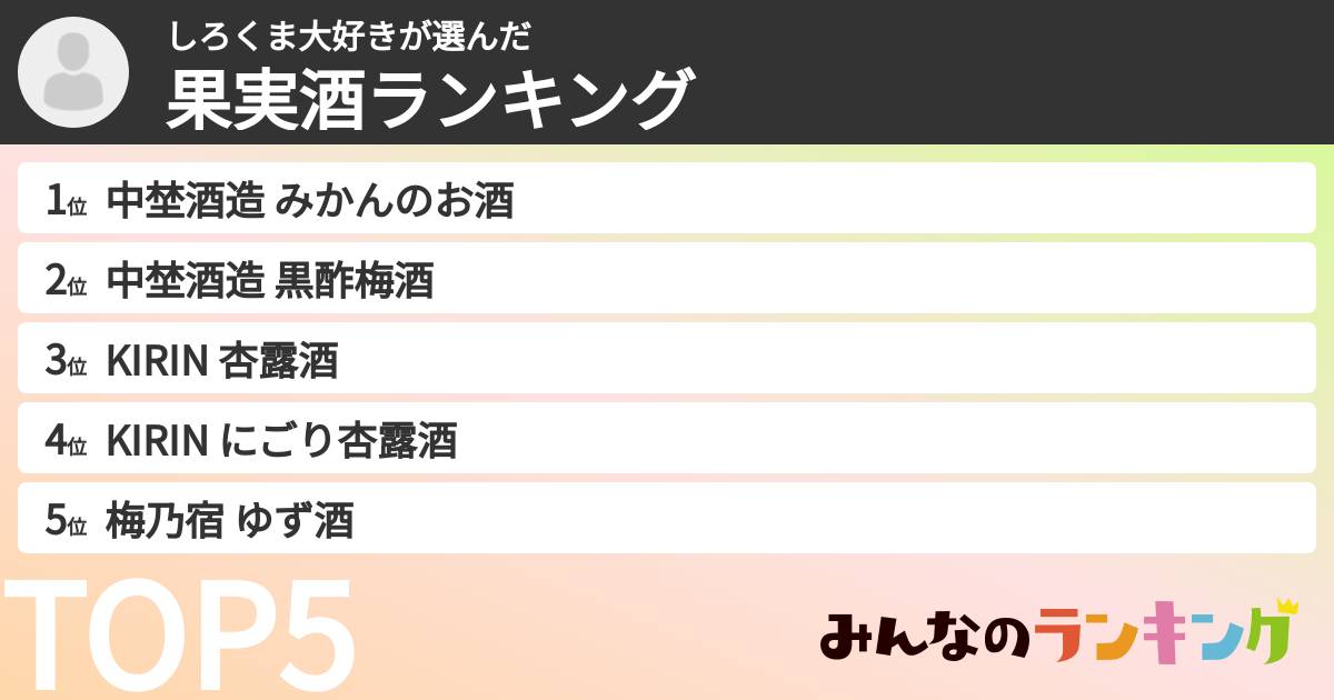 しろくま大好きさんの「果実酒ランキング」