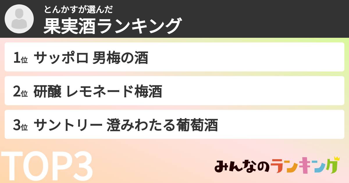 とんかすさんの「果実酒ランキング」