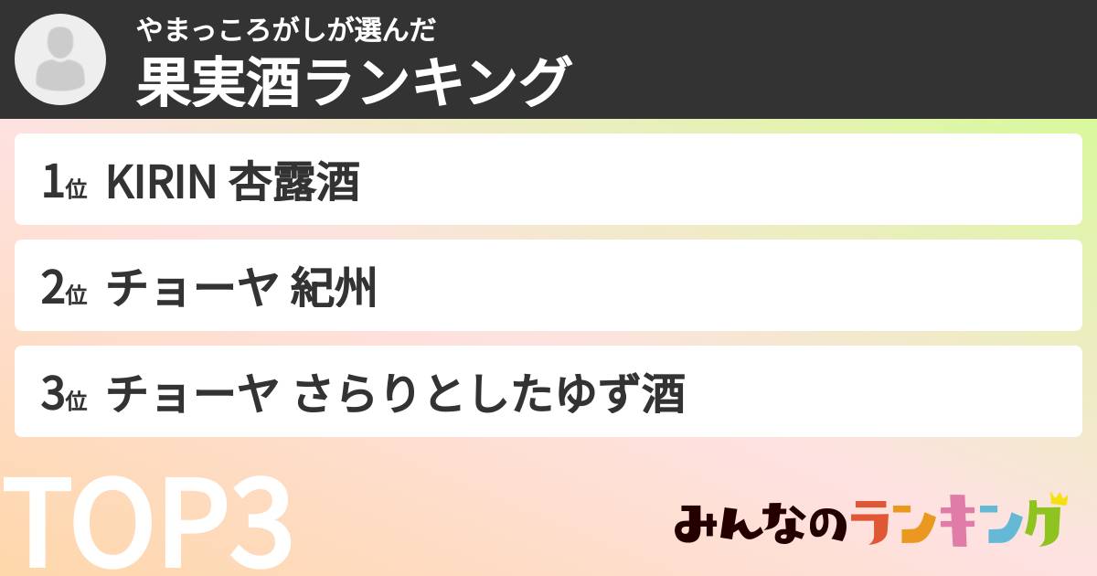 やまっころがしさんの「果実酒ランキング」