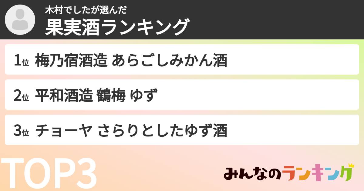 木村でしたさんの「果実酒ランキング」