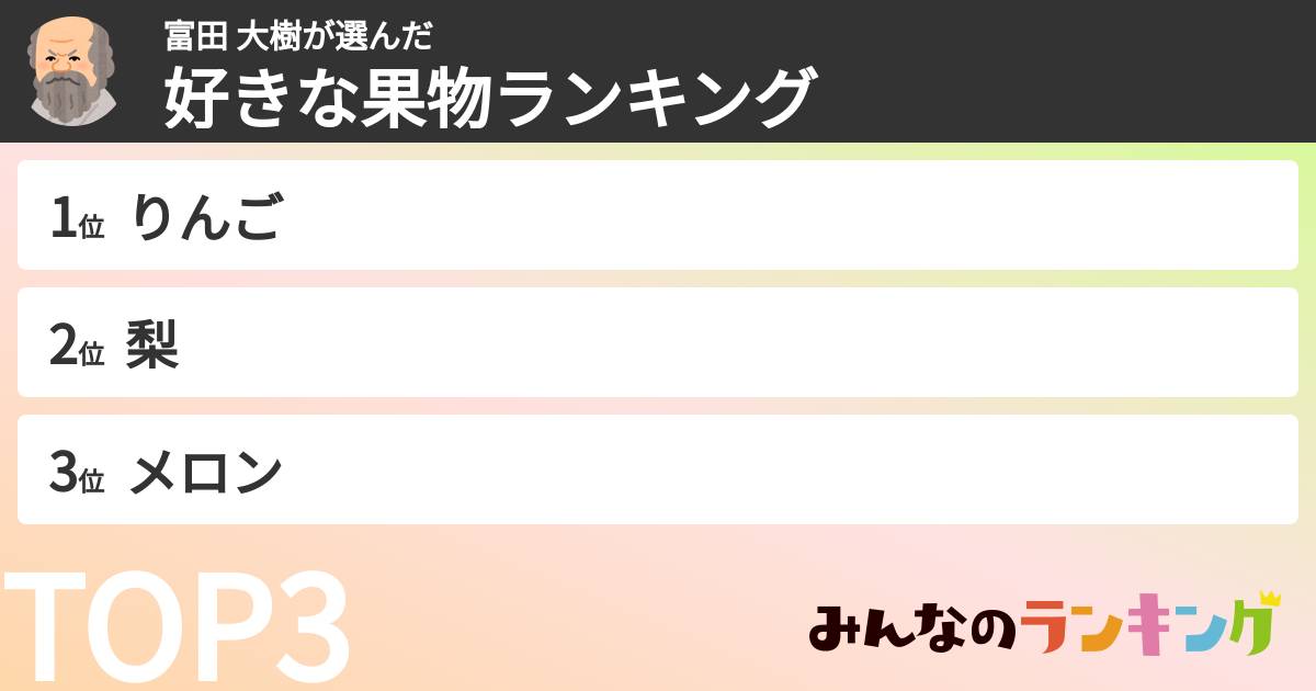 富田 大樹さんの「好きな果物ランキング」