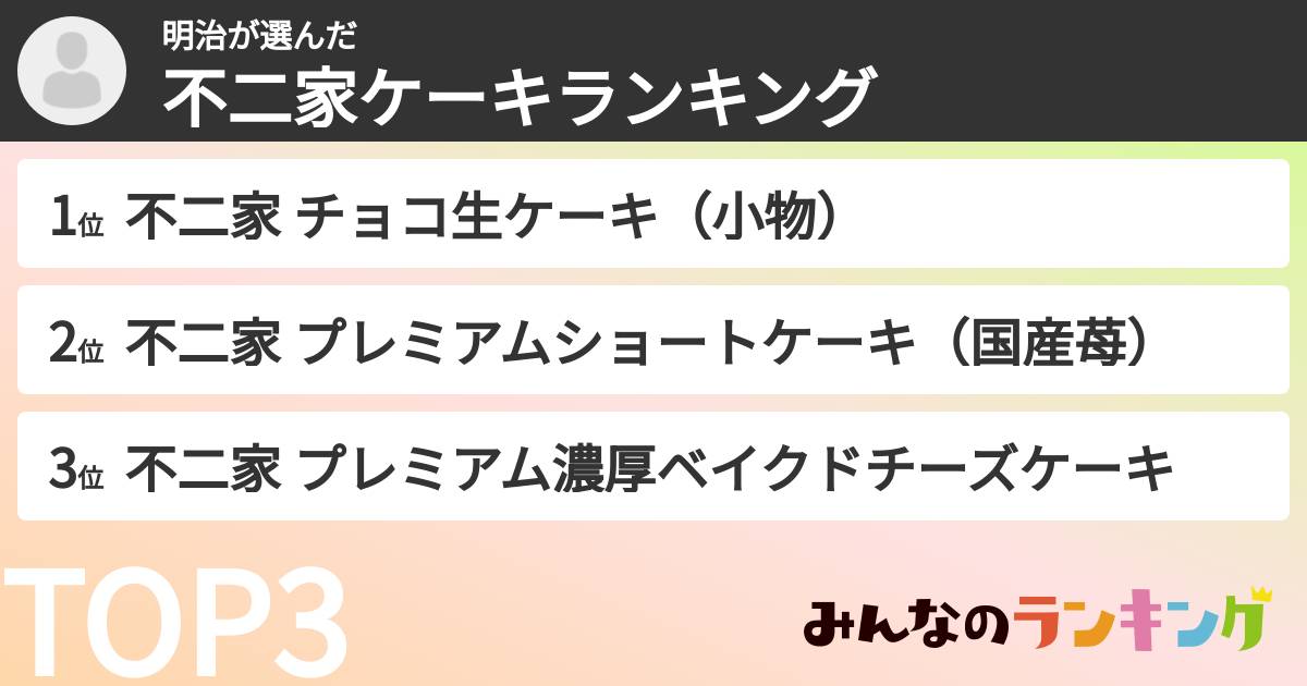 明治さんの「不二家ケーキランキング」