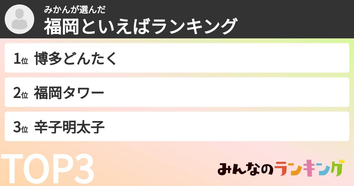 みかんさんの「福岡といえばランキング」