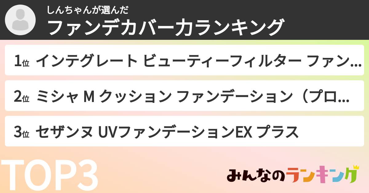 しんちゃんさんの「ファンデカバー力ランキング」