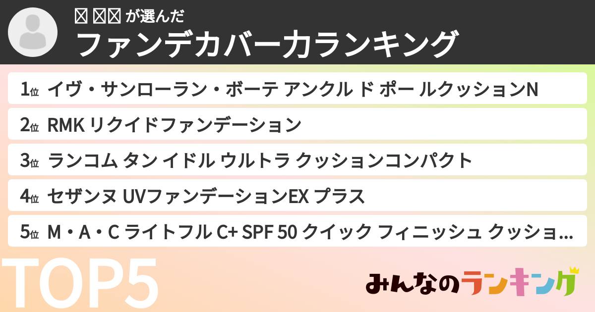 왕 주나 さんの「ファンデカバー力ランキング」