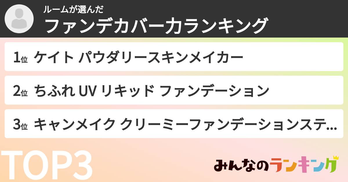 ルームさんの「ファンデカバー力ランキング」