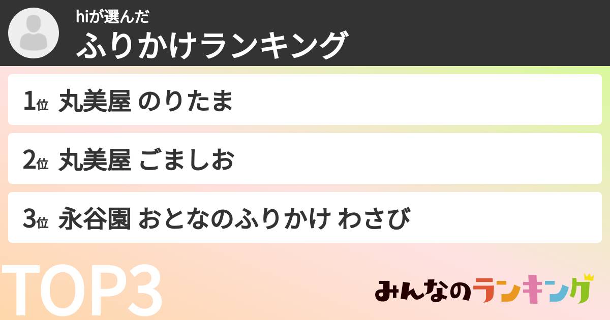 hiさんの「ふりかけランキング」