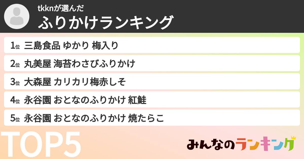 tkknさんの「ふりかけランキング」