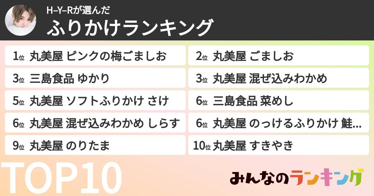 H–Y–Rさんの「ふりかけランキング」