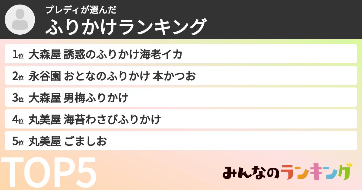 プレディさんの「ふりかけランキング」