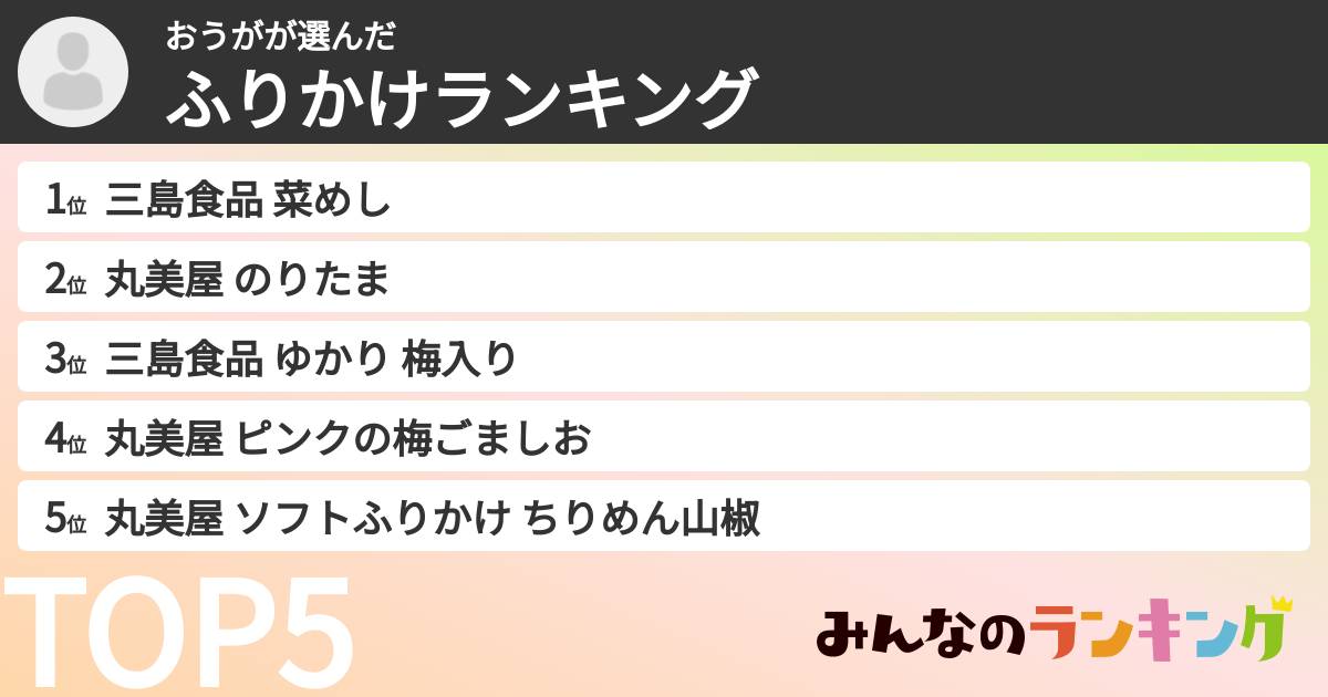 おうがさんの「ふりかけランキング」