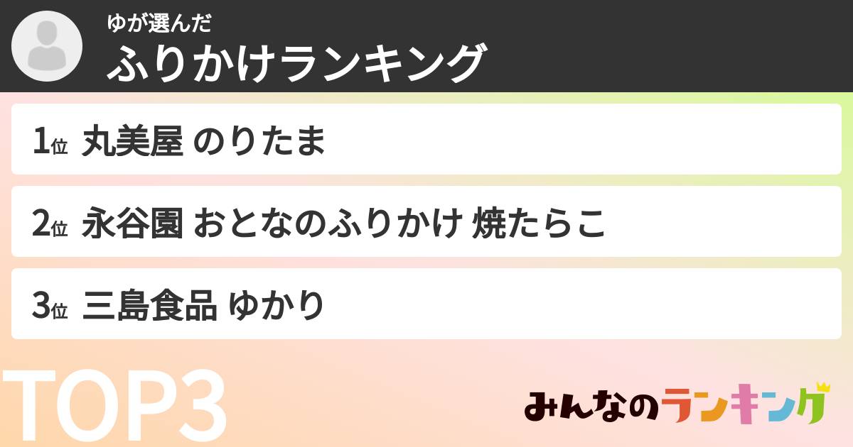 ゆさんの「ふりかけランキング」