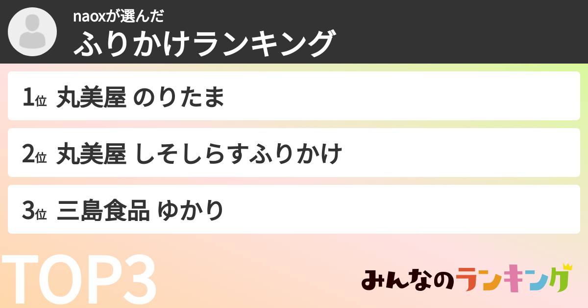naoxさんの「ふりかけランキング」
