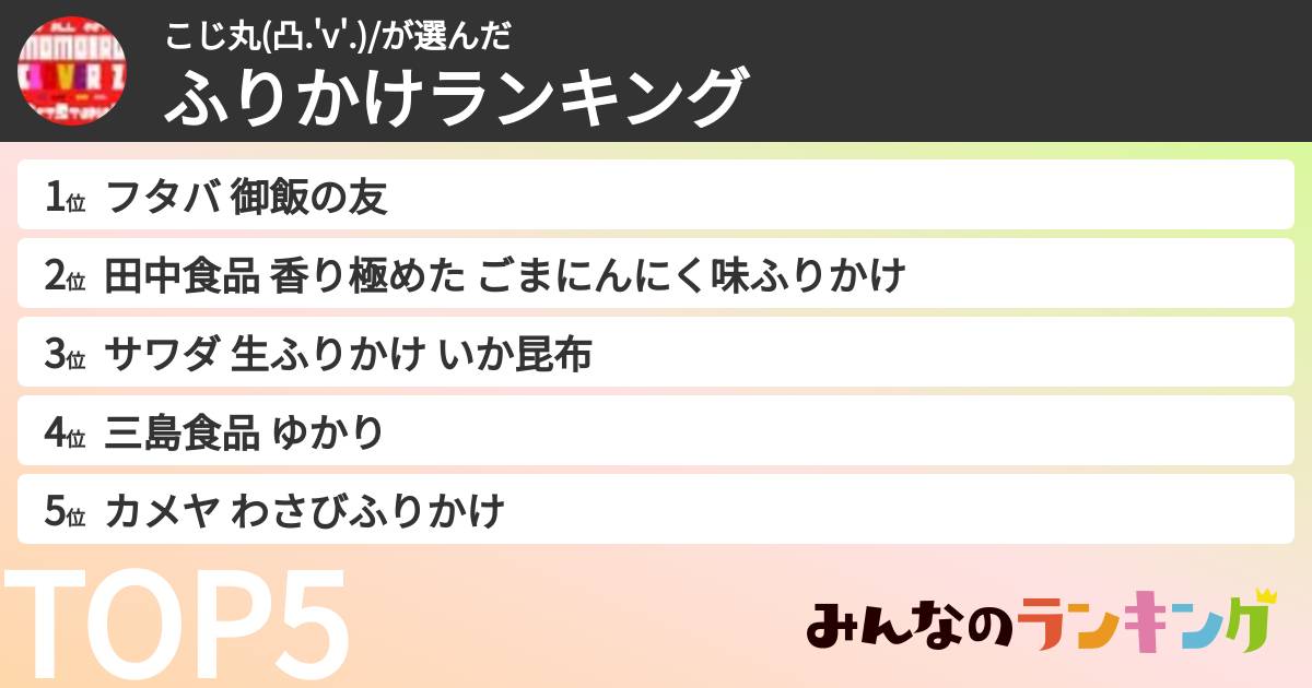 こじ丸(凸.'v'.)/さんの「ふりかけランキング」