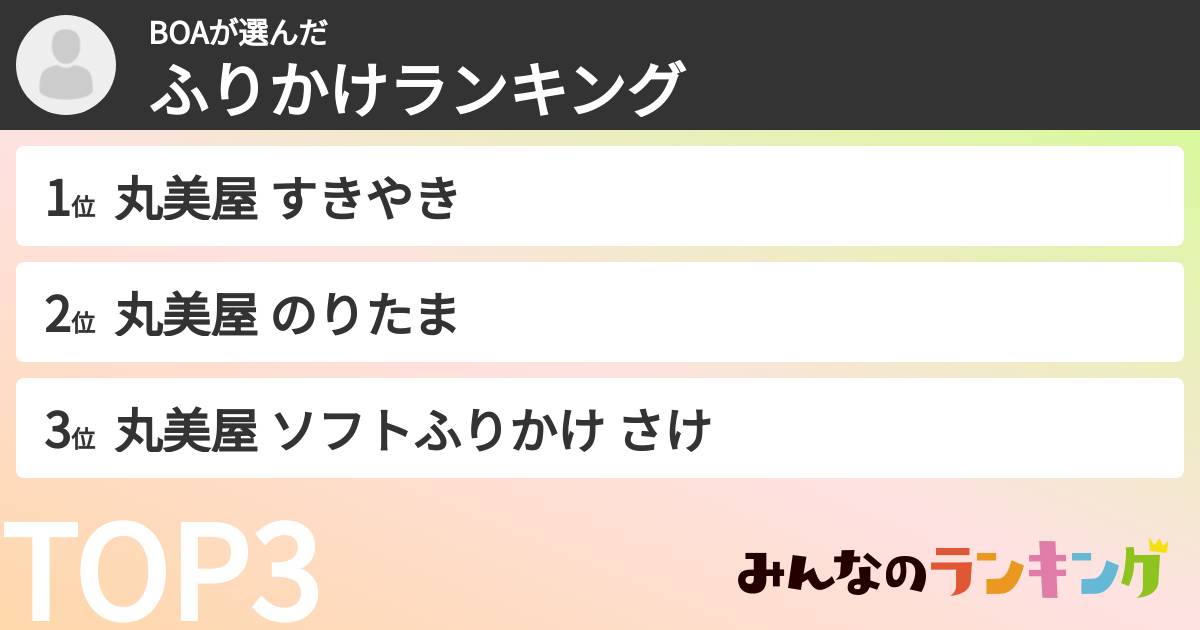 BOAさんの「ふりかけランキング」