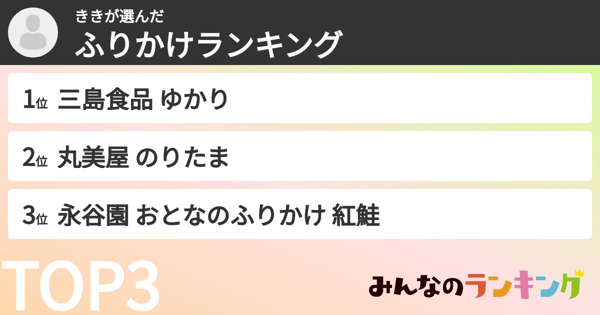 ききさんの「ふりかけランキング」