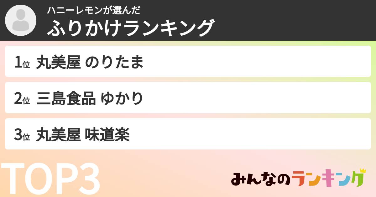 ハニーレモンさんの「ふりかけランキング」