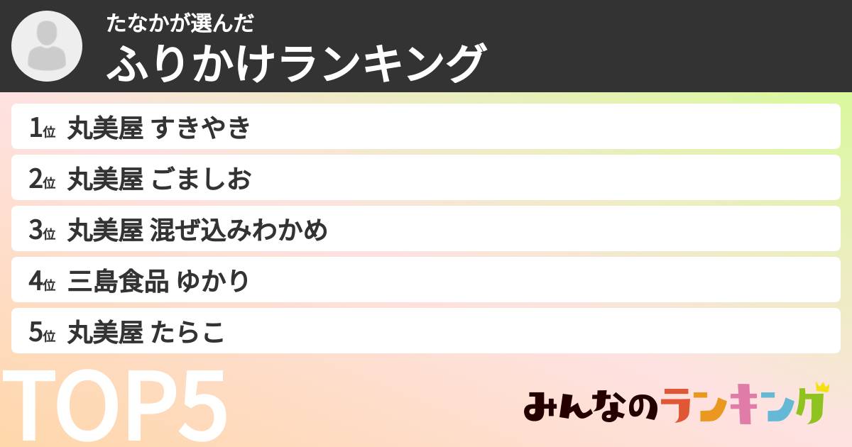 たなかさんの「ふりかけランキング」