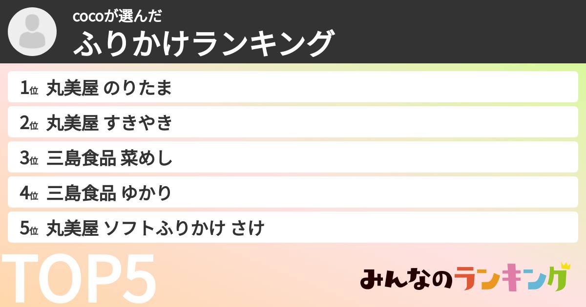 cocoさんの「ふりかけランキング」