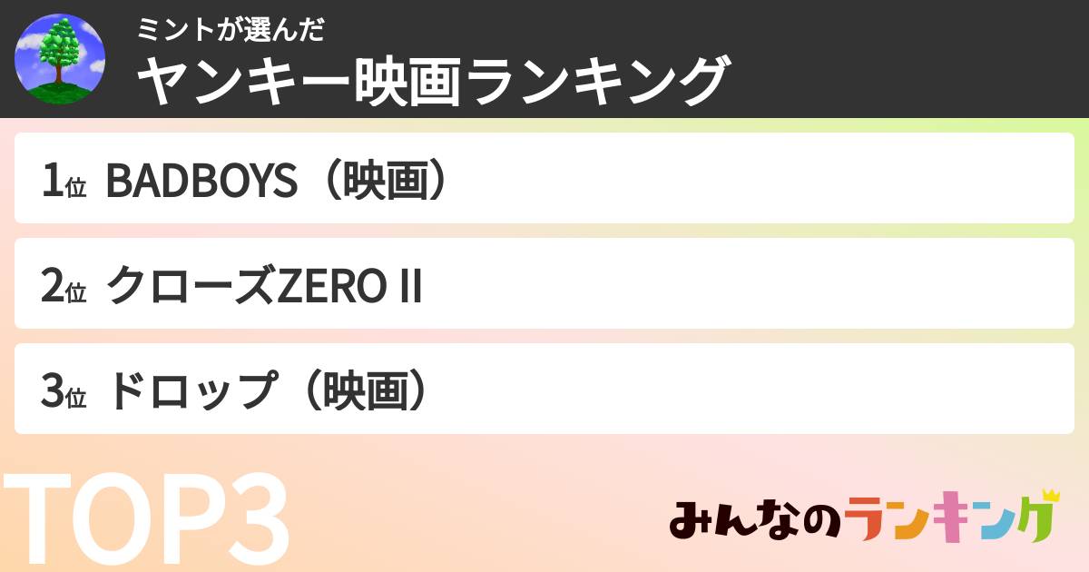 ミントさんの「ヤンキー映画ランキング」