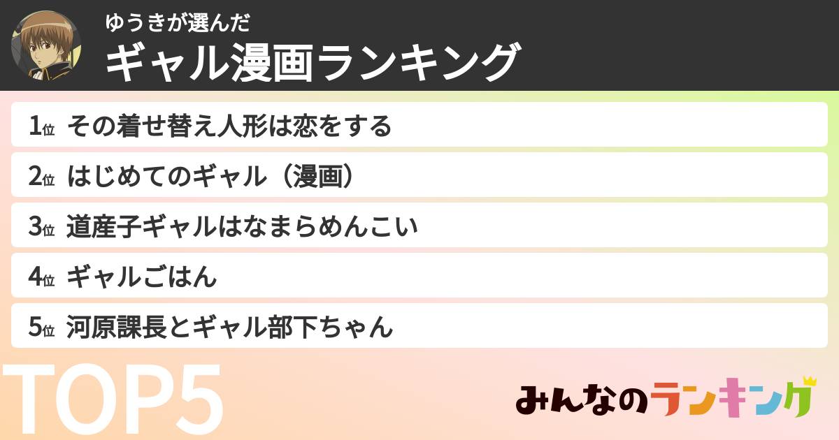 ゆうきさんの「ギャル漫画ランキング」