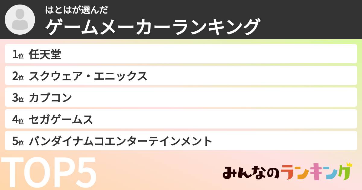 はとはさんの「ゲームメーカーランキング」