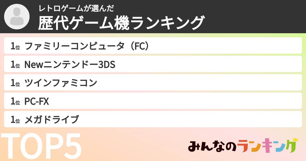 レトロゲームさんの「歴代ゲーム機ランキング」
