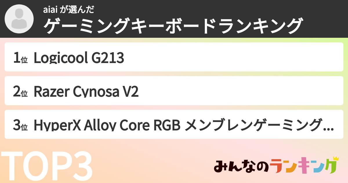 aiai さんの「ゲーミングキーボードランキング」