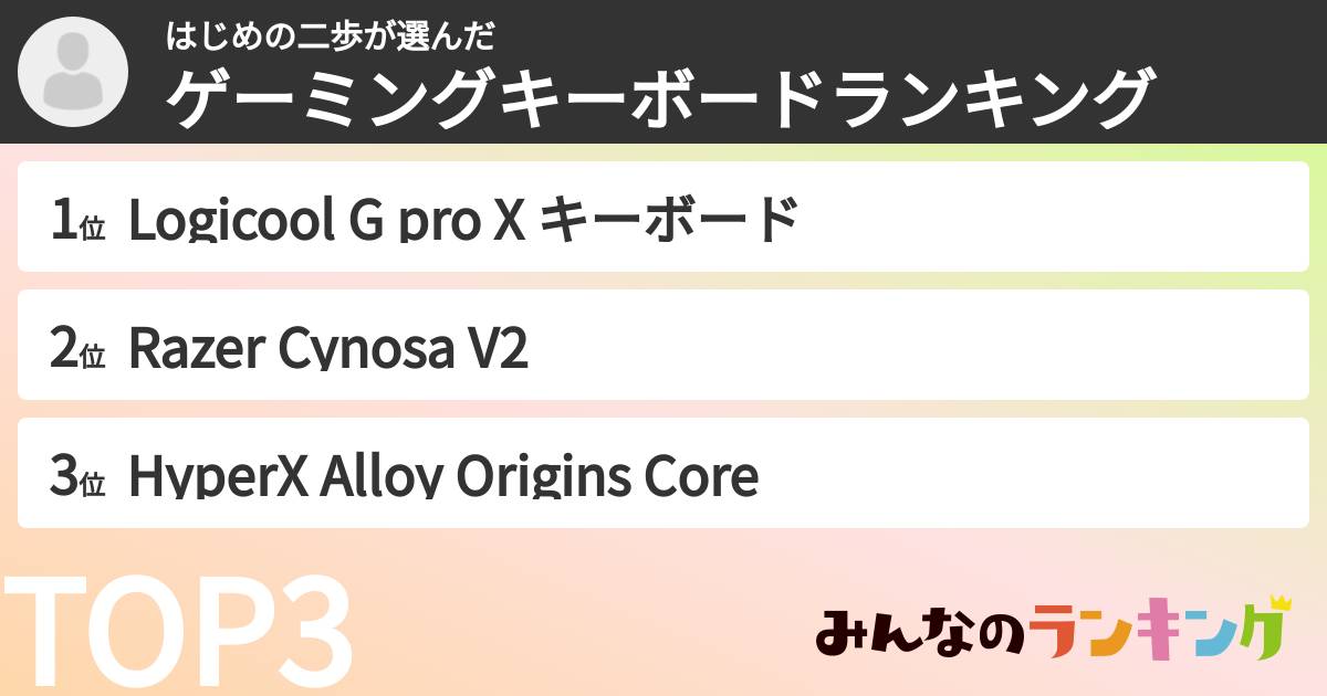 はじめの二歩さんの「ゲーミングキーボードランキング」
