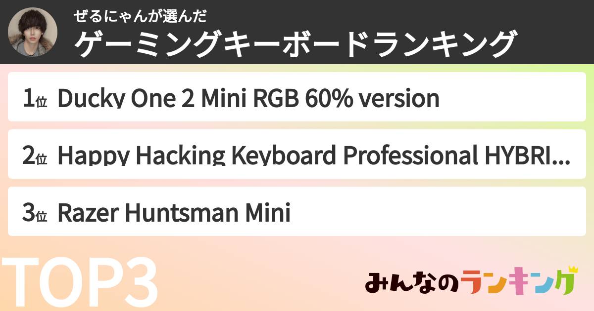 ぜるにゃんさんの「ゲーミングキーボードランキング」