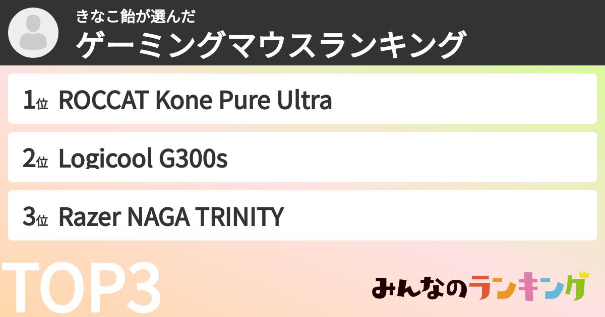 きなこ飴さんの「ゲーミングマウスランキング」