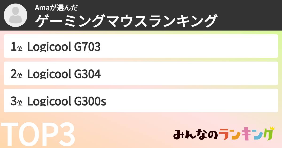 Amaさんの「ゲーミングマウスランキング」