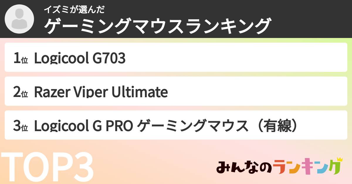 イズミさんの「ゲーミングマウスランキング」