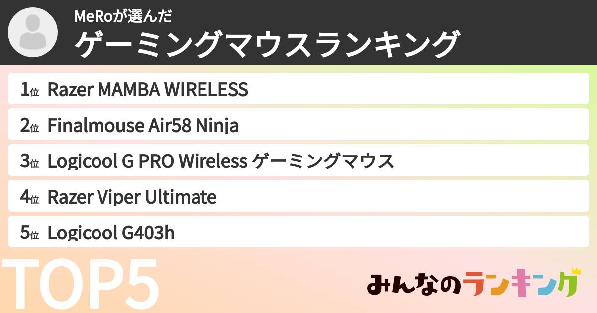 MeRoさんの「ゲーミングマウスランキング」