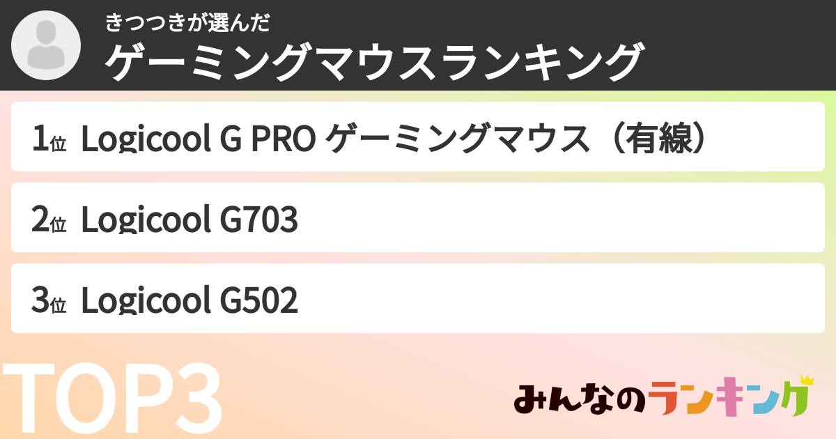 きつつきさんの「ゲーミングマウスランキング」