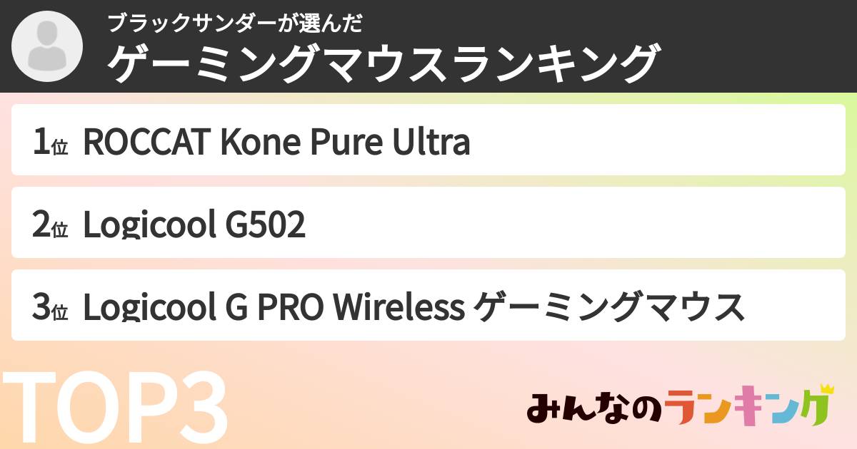 ブラックサンダーさんの「ゲーミングマウスランキング」